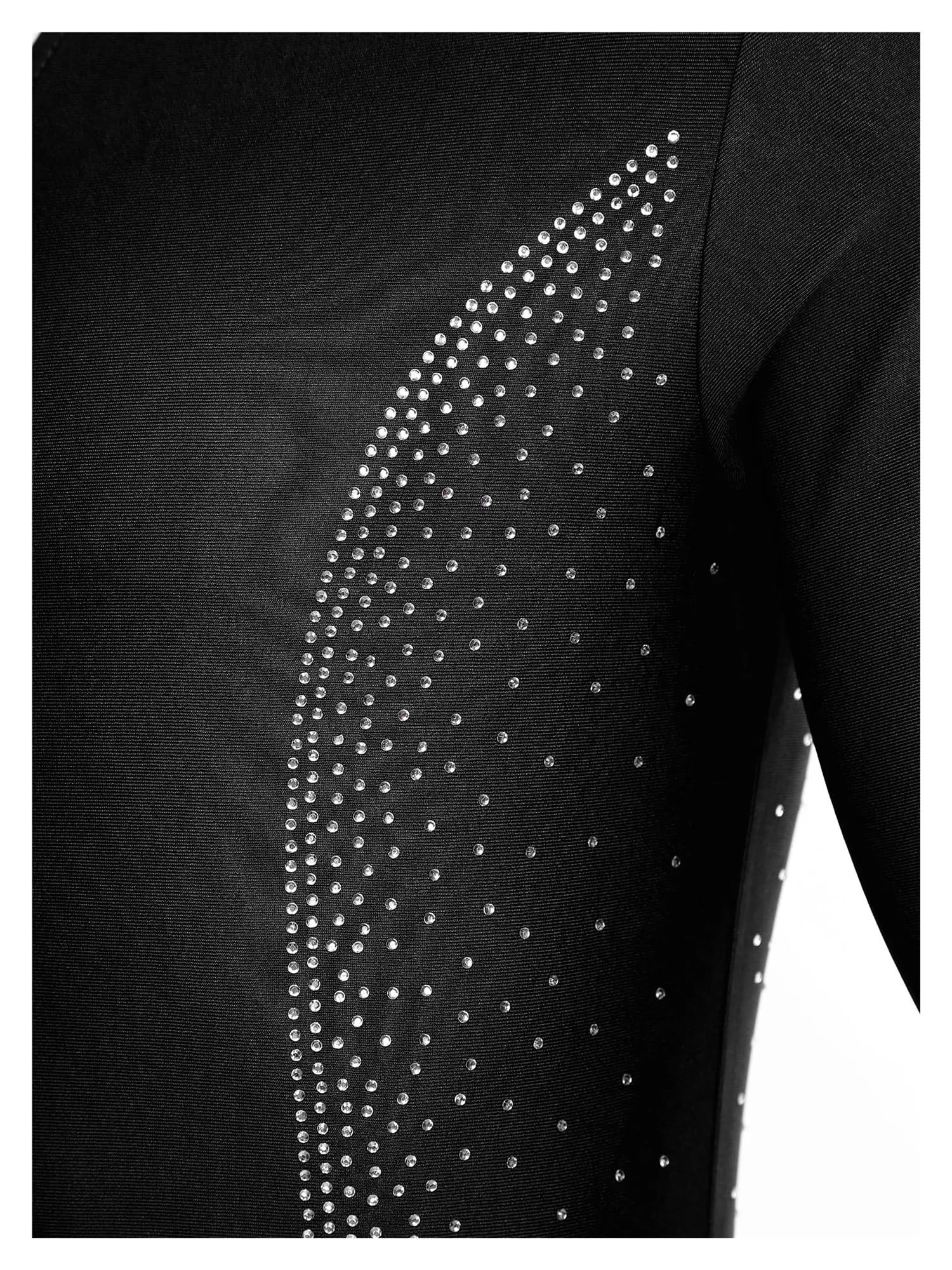 Maillot de Danza para Hombres Traje de Baile de Patinaje artístico for Hombre, Traje de Baile Latino, Tango, Baile de salón, Camisetas, Leotardo con Diamantes de imitación Brillantes(White,M)