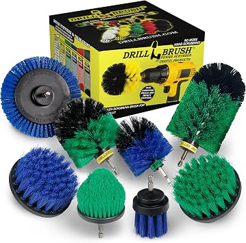 Drillbrush Medium Stiffness Electric Drill Brush Set Attachment Power Scrubber Cleaning Tool Kit - Grout Cleaning Brush for Shower Tile, Flooring, Kitchen Tile Backsplash - Power Boat Scrubber Kit