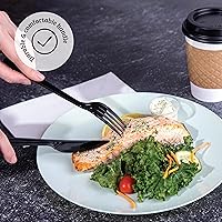 Vista 2 de PLASTICPRO Paquete de 200 cuchillos de plástico pesados, cuchillos desechables negros, juego de cubiertos de plástico