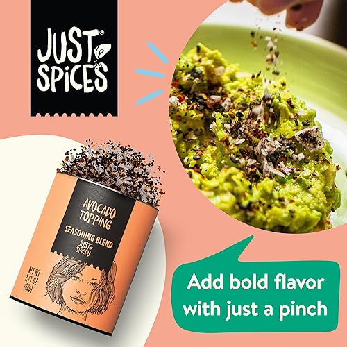 Miniatura 3 de Just Spices Topping de Aguacate, 2.11 OZ  Mezcla de especias para aguacate  También para refinar boles y ensaladas  Con sésamo negro, tomate y