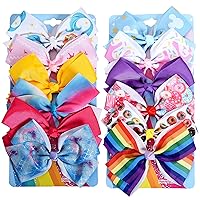 Vista 10 de Lazos para el Cabello de 5 Pulgadas para Niñas Arcoíris Colorido Lazos para el Cabello de Niñas Pequeñas con Clips de Cocodrilo para Niños Pequeños