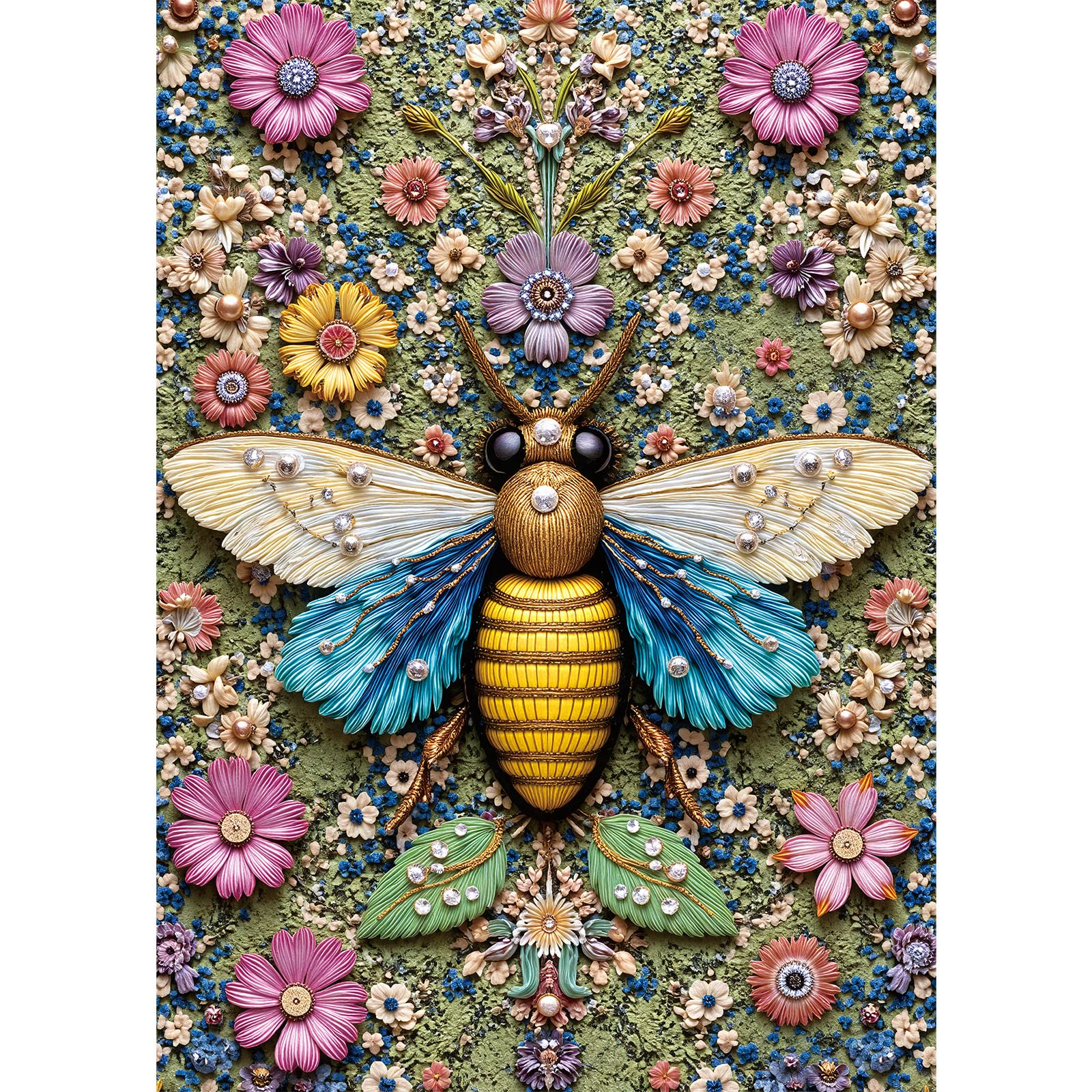 Floral Bee Jigsaw Puzzles 1000 Pieces, Ultra-Difficult Animal Plant Jigsaw Puzzles for Adults 1000 Pieces, Impossible Flower Bee Art Puzzle for Expert Puzzle Lovers, Unique Gift Wall Decor