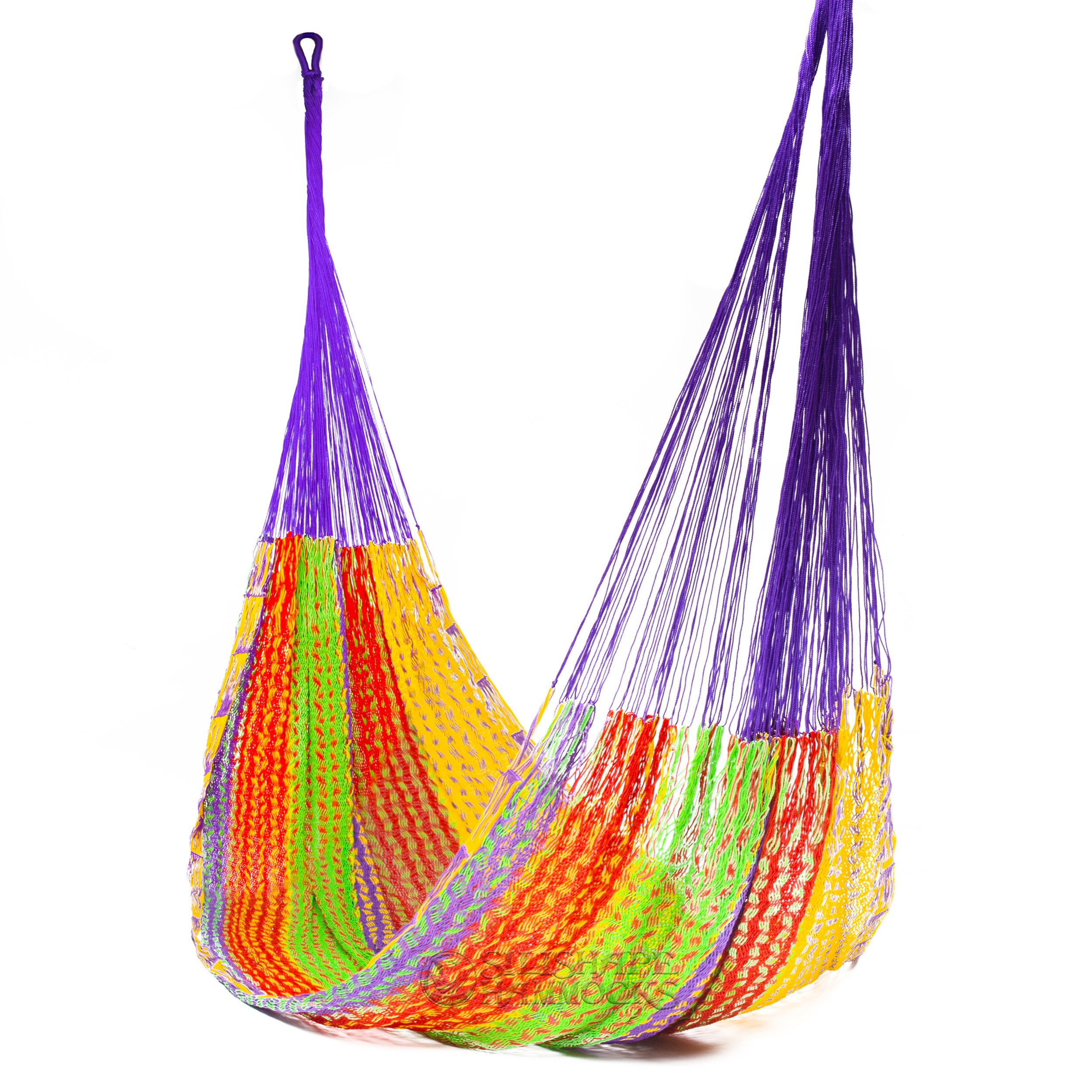 Handmade Cotton Hammock by Mayan Artisans - A Fair Trade Item - Mold To You Body - Soft And Most Comfortable - Mexican Family Size Multicolor 770 lbs Max by SilishapeHammocks