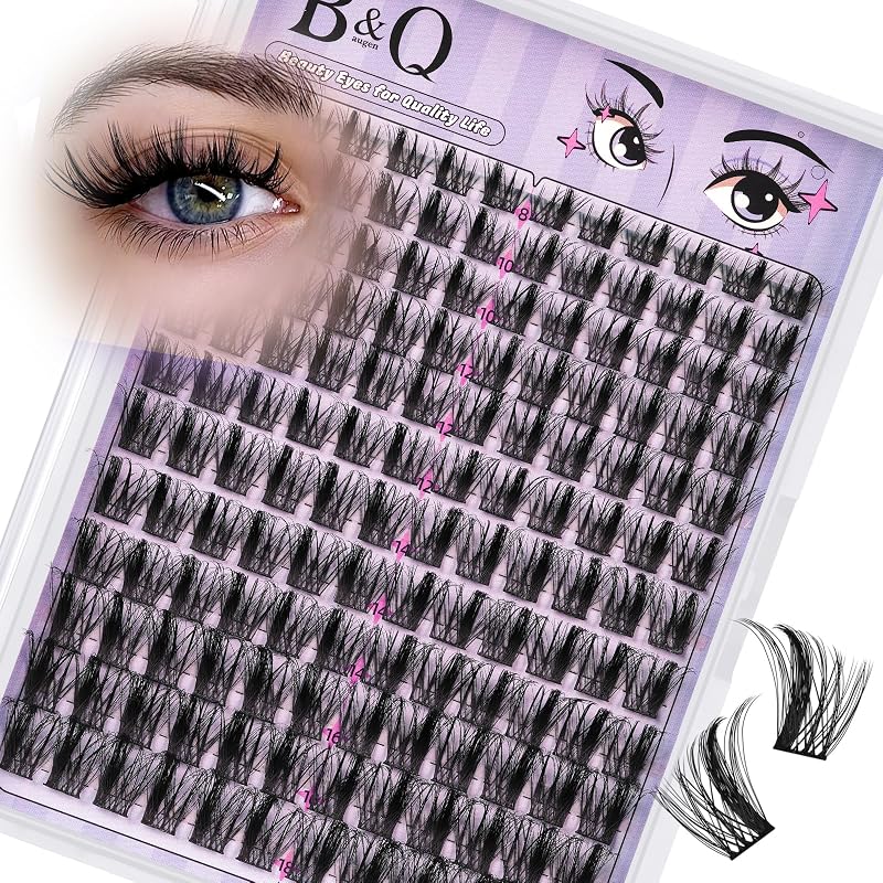 B&Qaugen Cílios Postiços em Tufos Manga Anime 02, Efeito Cat Eye, 8–18 mm, 144 unidades