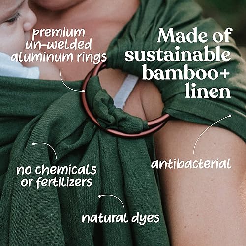 Miniatura 8 de Nalakai Portabebés de lujo con anillo para bebé, eslinga de mezcla de lino suave, envoltura para bebé, lleva a tu pequeño cerca de tu corazón, Selva