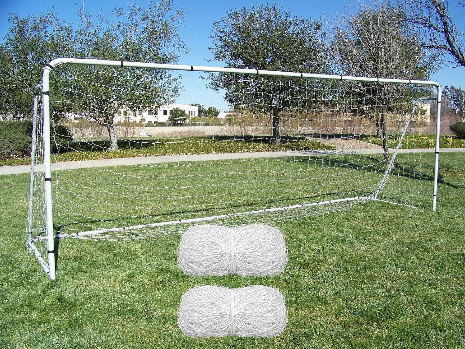 Pass 18 x 7 Ft. Official Youth Size. Heavy Duty Steel Soccer Goal w/Two Nets. Regulation Youth, League Size Goals. Professional Practice Training Aid. 18 x 7. 18x7 Foot.(2Nets), White