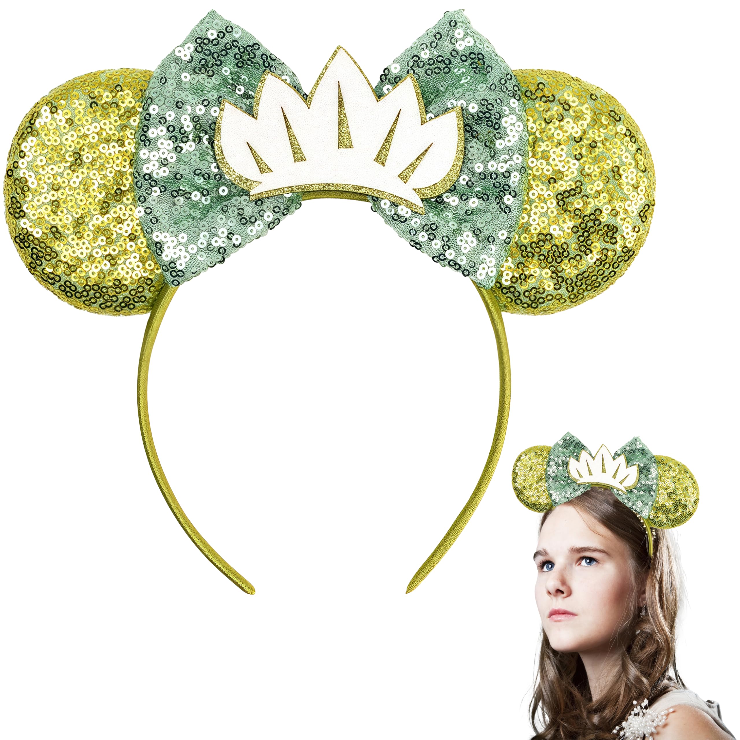 Leziazany Green Frog Mouse Ears for Adult Park Ears Princess Inspired Mouse Ears Headband