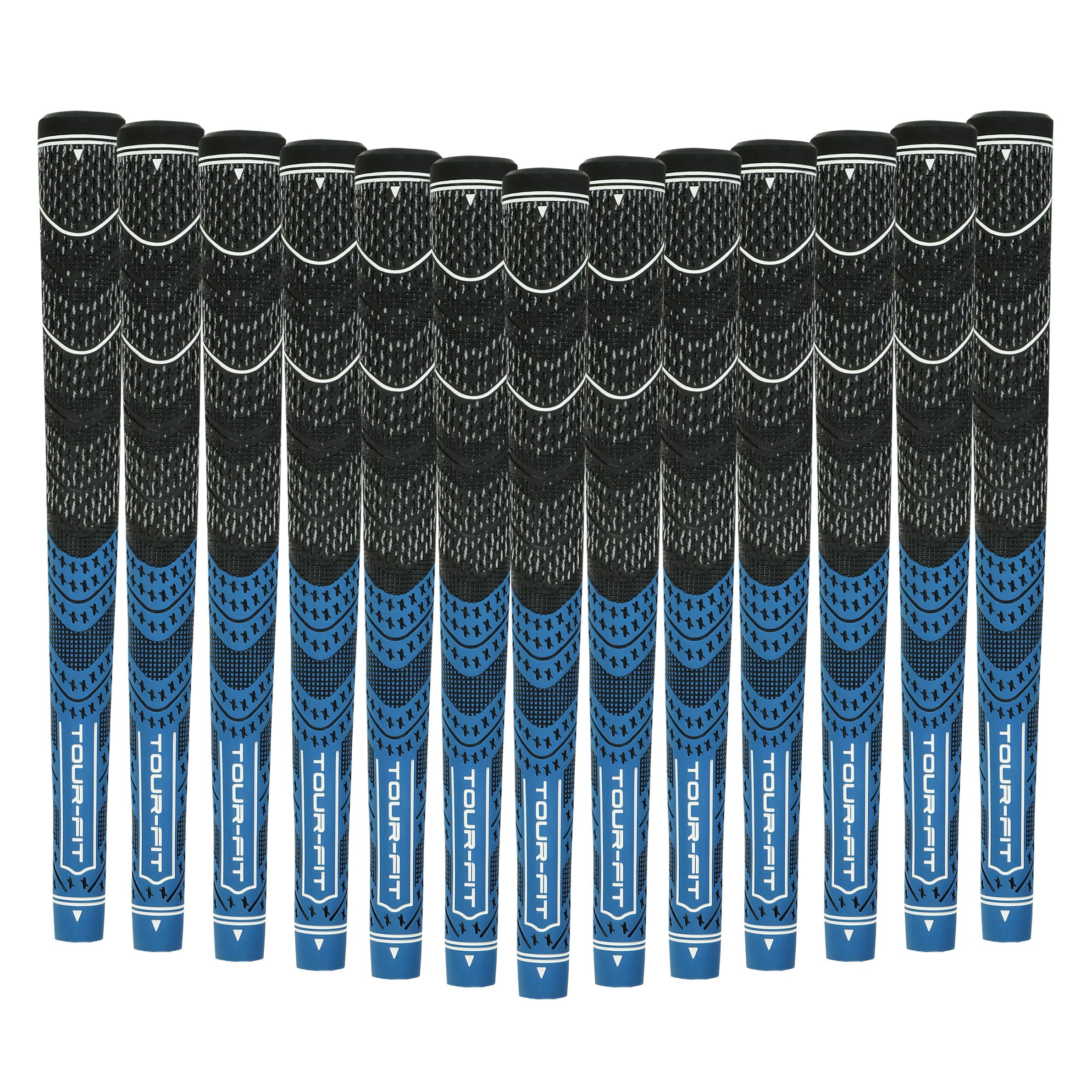 Golf Grip Tour Fit Dual Compound Premium Half Cord Golf Grips Standard Midsize Golf Grips with Golf Tape Set of 1/3/6/9/13 (Midsize, Black/Blue set of 13)
