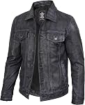 Vintage Leather Jacket Men - Trucker Style Real Lambskin Mens Leather Jackets