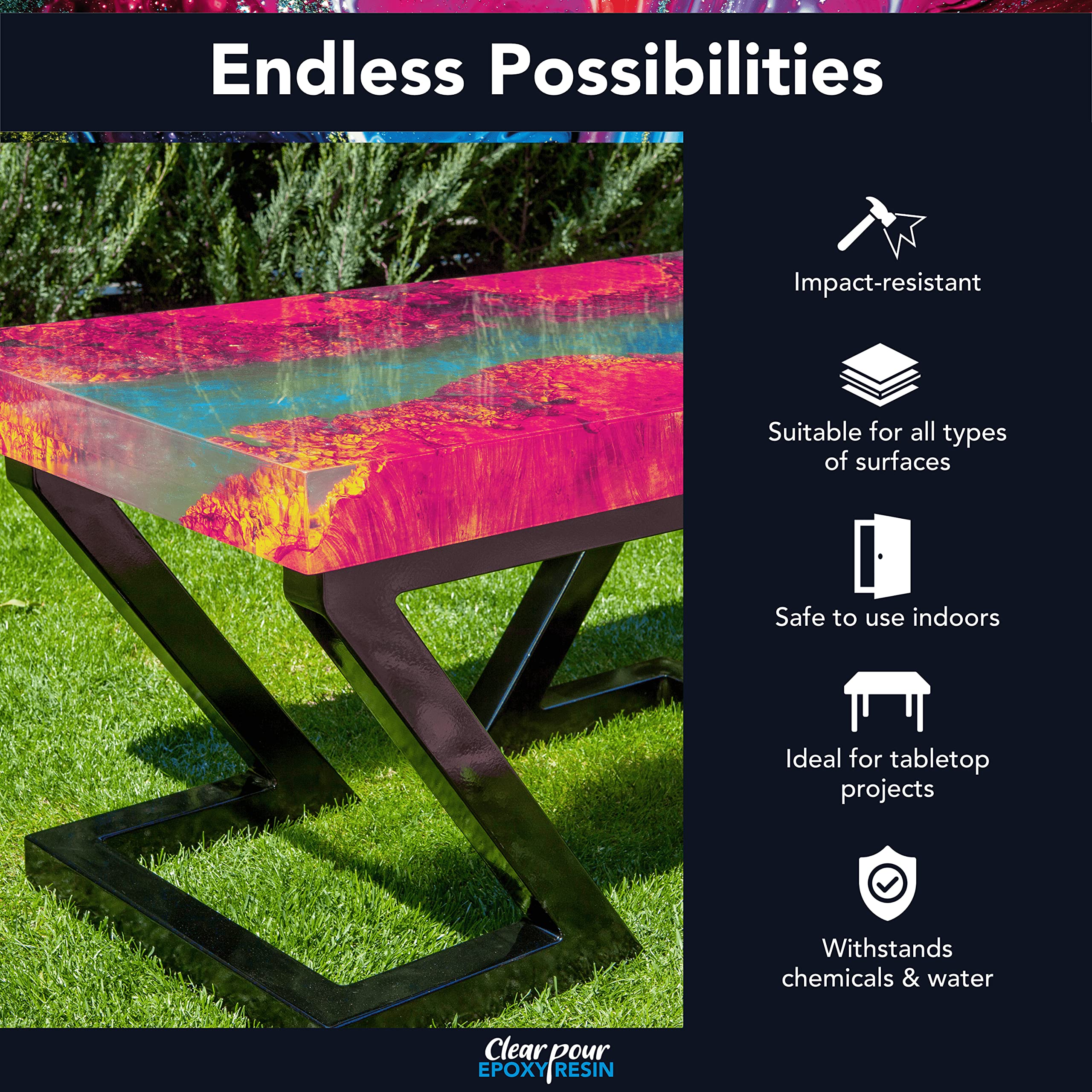 Clear Pour 1 Gallon Epoxy Resin Kit Clear Epoxy Resin for Countertop