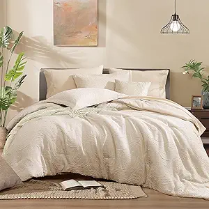 Monbix King Size Comforter Set, Birch Marble Pattern King Size Bed Set Reversible, King Bedding Set 7 Pieces, Bed in a Bag with Comforter, Sheets, Pillowcases & Shams