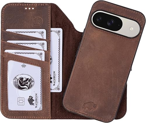 Miniatura 23 de BLACKBROOK Carter - Funda tipo cartera para Google Pixel 10 – Carter 2 en 1 desmontable con tapa a presión, cuero de grano completo, bloqueo RFID