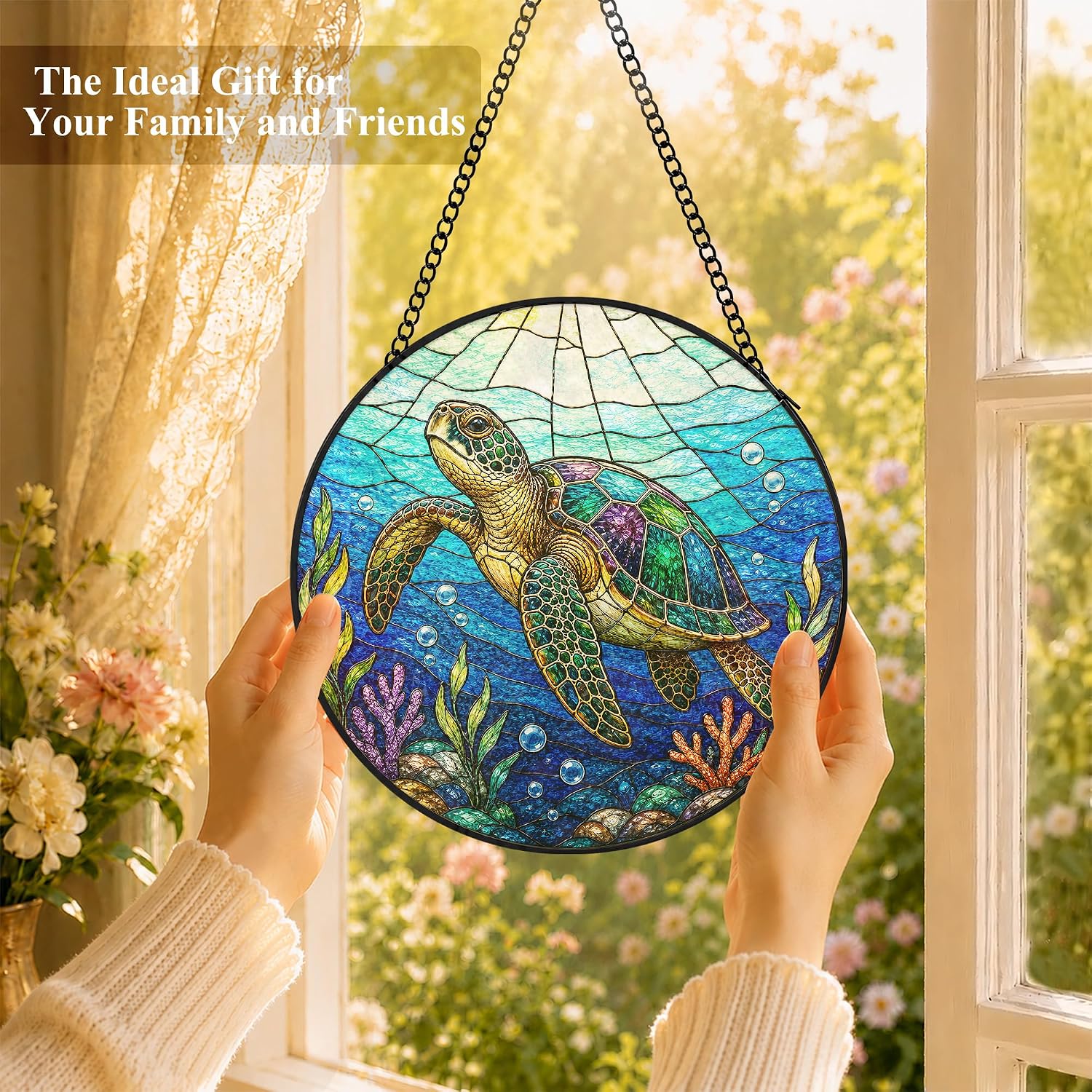 KU-DaYi Ocean Sea Turtle Suncatchers Stained Glass Window Decor Garden