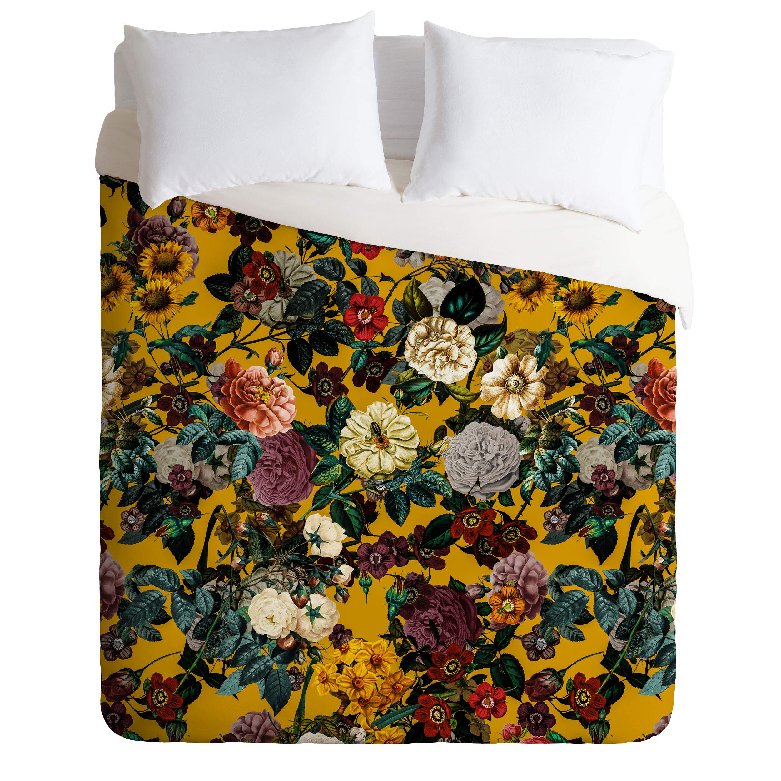 Society6 Burcu Korkmazyurek Exotic Garden V King Duvet Cover and 2 Pillow Shams Set, Multi