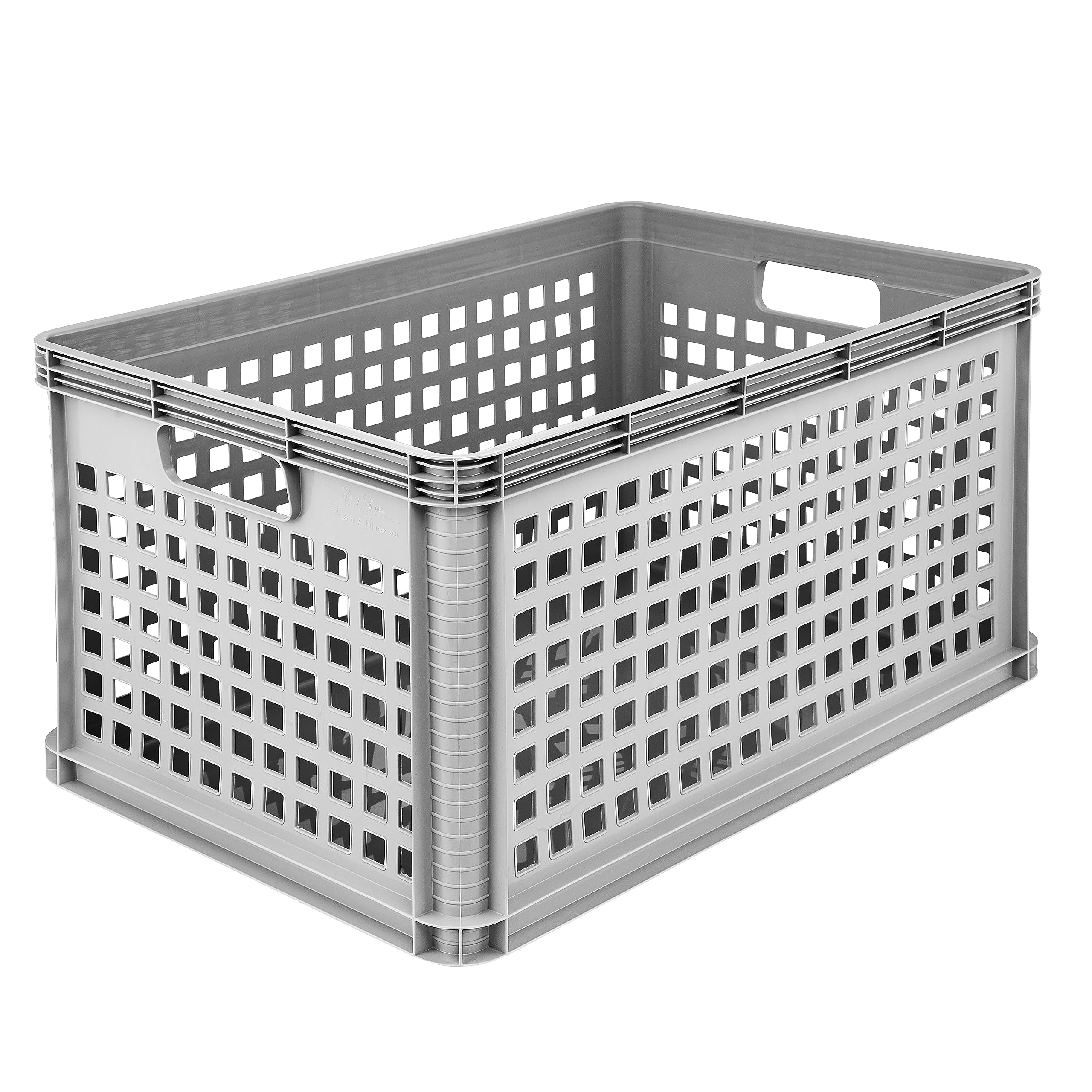 keeeper Panier de Transport, Empilable, en Polypropylène, 64 L, Robert, Nordic Grey