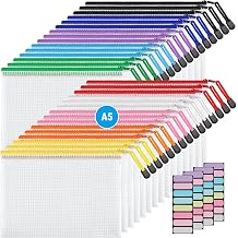 JARLINK 30 Pack 10 Colors Zipper Mesh Document Pouch, 6x9 Inch/A5, Plastic Water-Resistant File Bags, for School Office Supplies, Cosmetics Travel Storage, Assorted Color