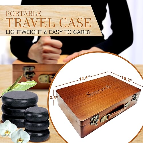 Miniatura 3 de Hot Stones - Juego de masaje con calentador, paquete de piedras de basalto redondas cálidas, kit de masaje corporal con bolsa de calentador