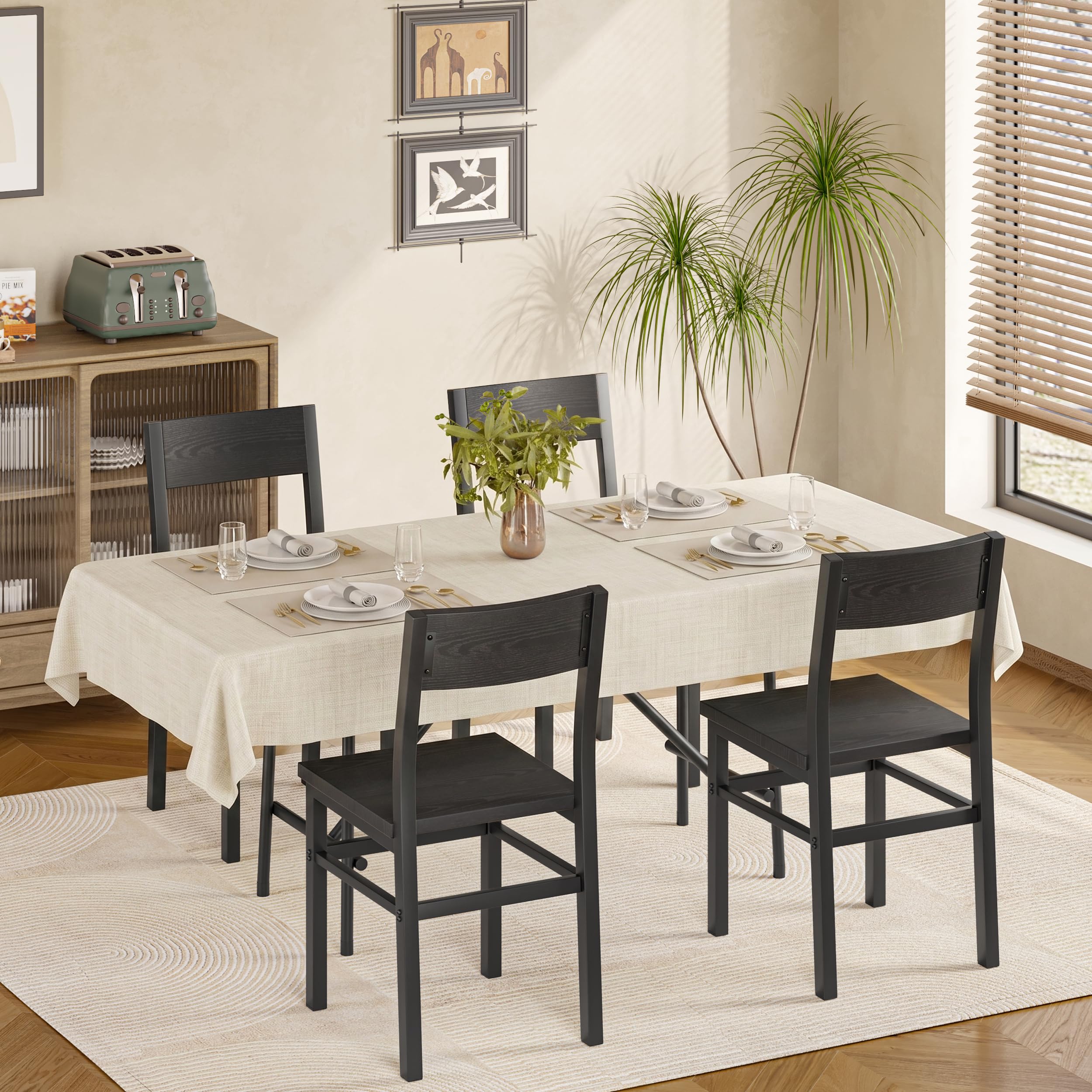 Black Metal Frame Dining Chair Set of 4
