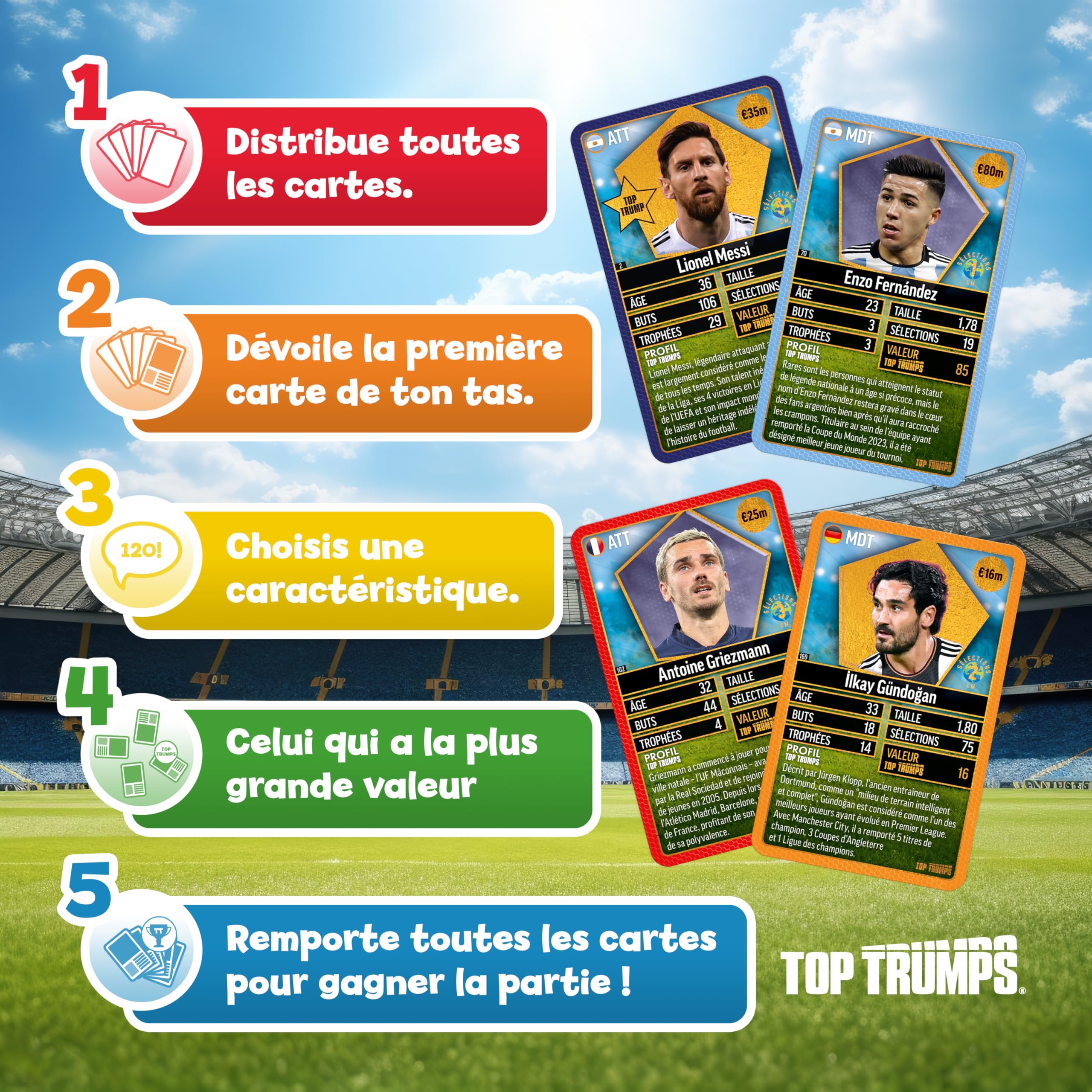 Top Trumps World Football Stars TOP 200 - Confezione da collezione - Gioco da tavolo - MOSSE VINCENTI - 1 o pi? giocatori - Et? 6+