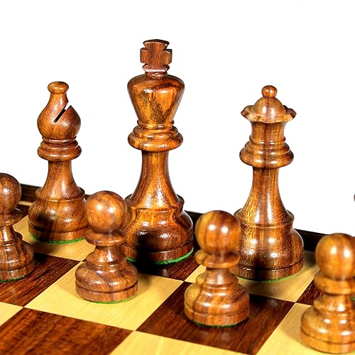 Miniatura 5 de StonKraft Juego de tablero de ajedrez plegable de madera coleccionable de 18" x 18″+piezas hechas a mano de madera con reina extra