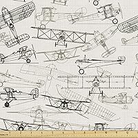 Vista 4 de Ambesonne The Yard, tela de mariquitas de The Yard, flores exóticas hibisco hawaiano follaje ilustración botánica flor de primavera, tela