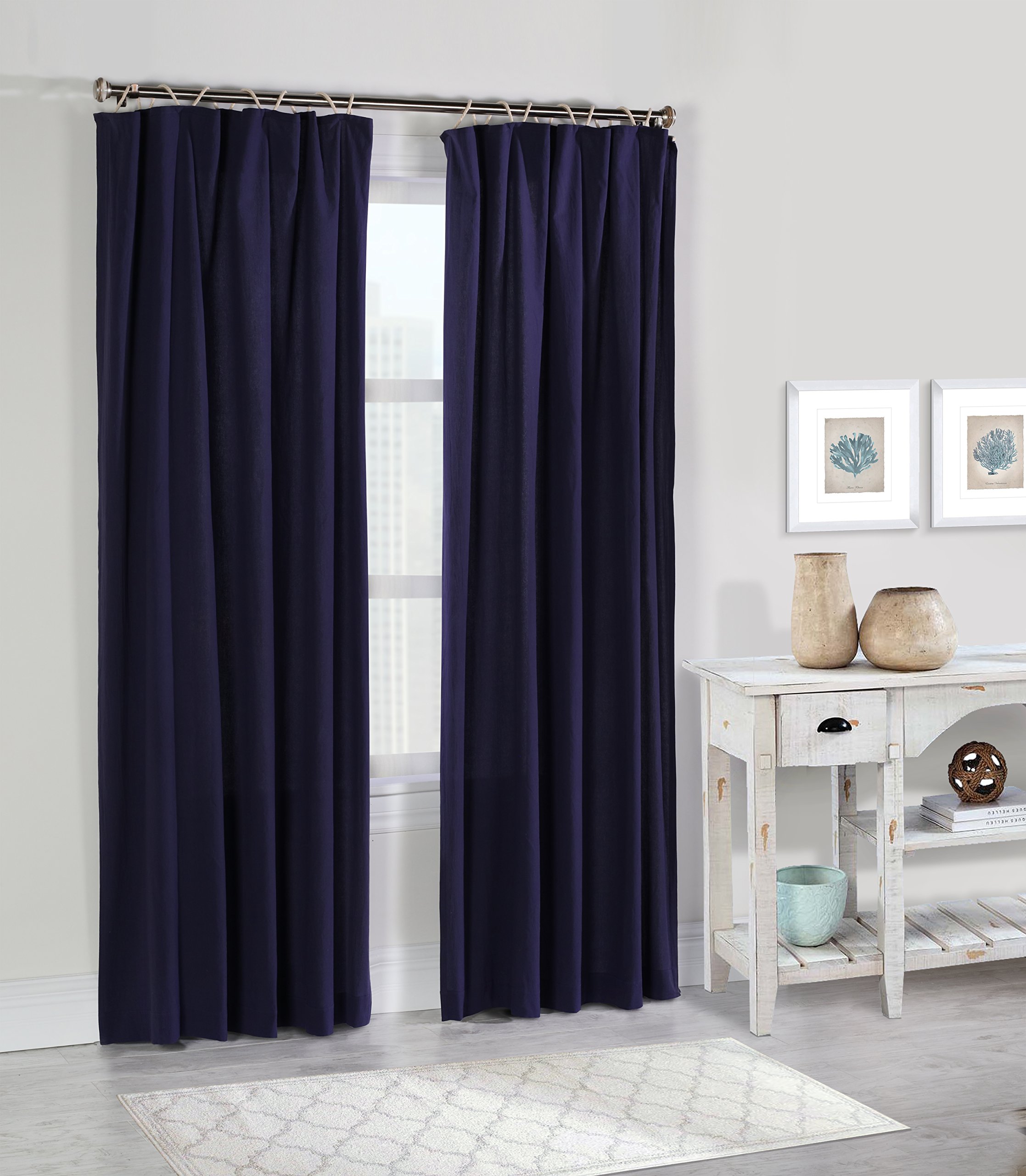 Commonwealth Home Fashions 71428-111-84-609 Kazan Cotton Panels, 50x84, Navy