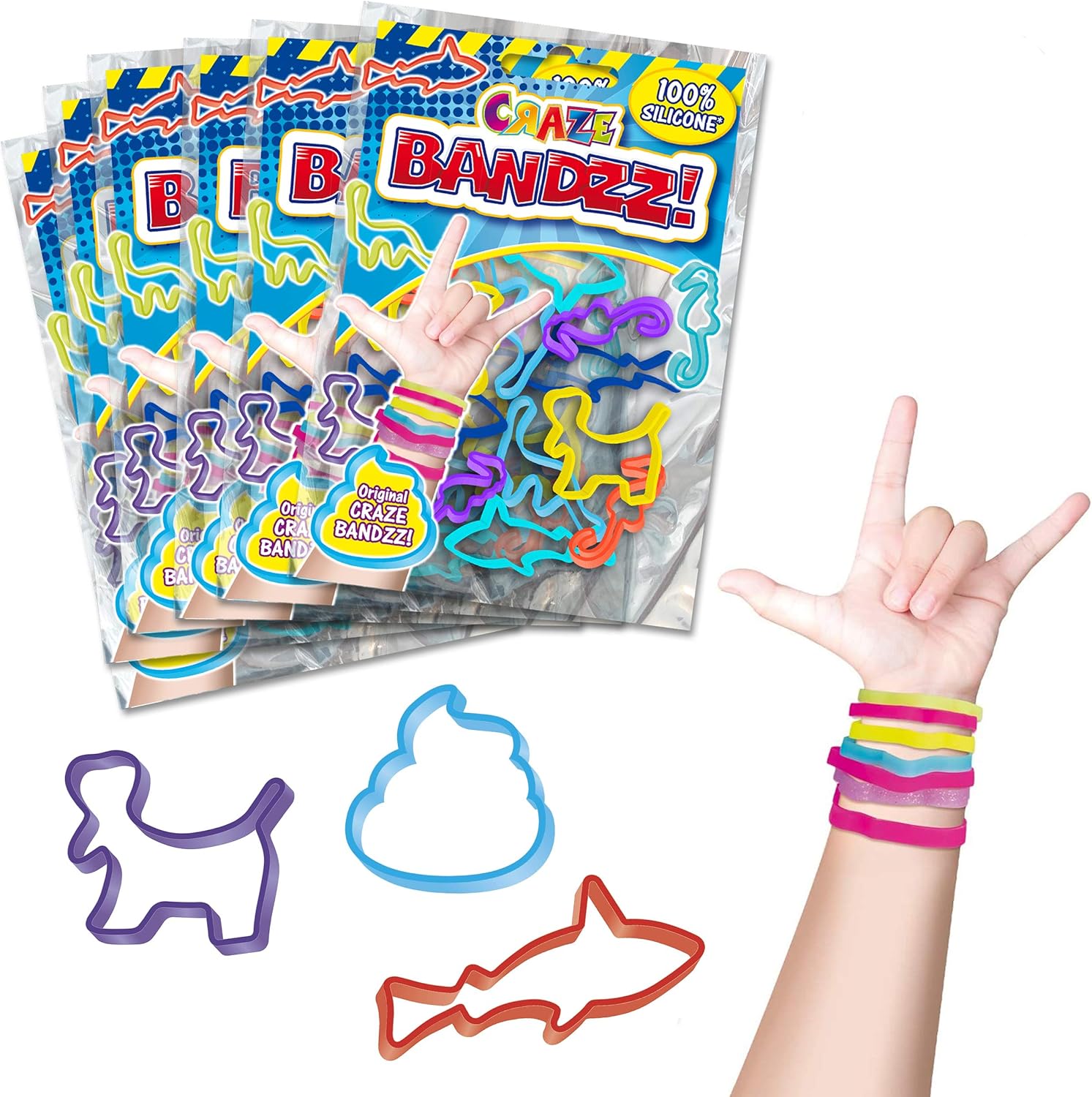 Craze Bandzz 27790 - Pulsera de silicona para niños (36 unidades, 6 paquetes de 6 unidades)