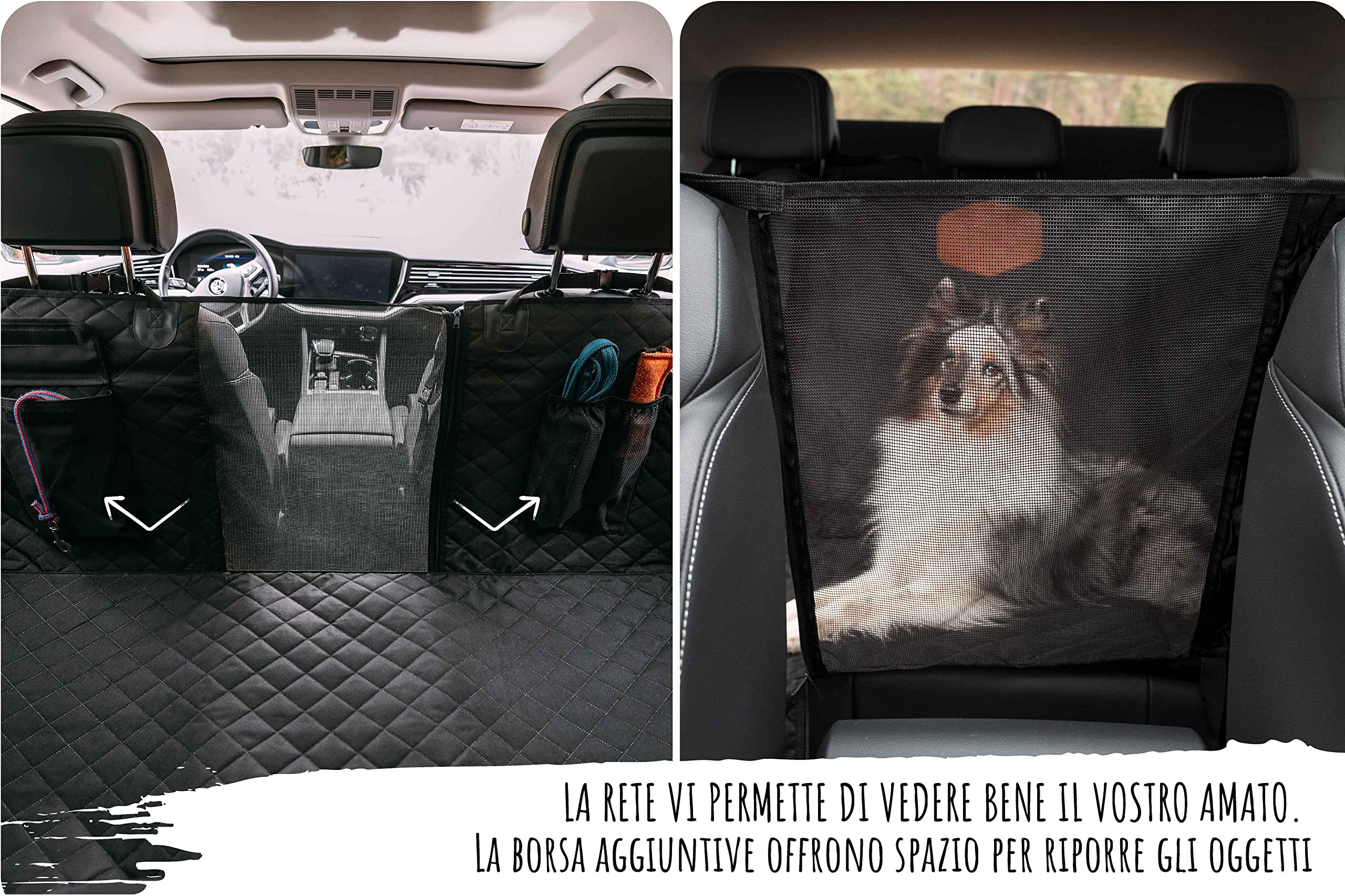 Rudelkönig Coprisedile Auto Per Cani - Telo Cane Auto Impermeabile e Antigraffio con Finestra - Copri Sedile auto per cani Universale Facile da Pulire