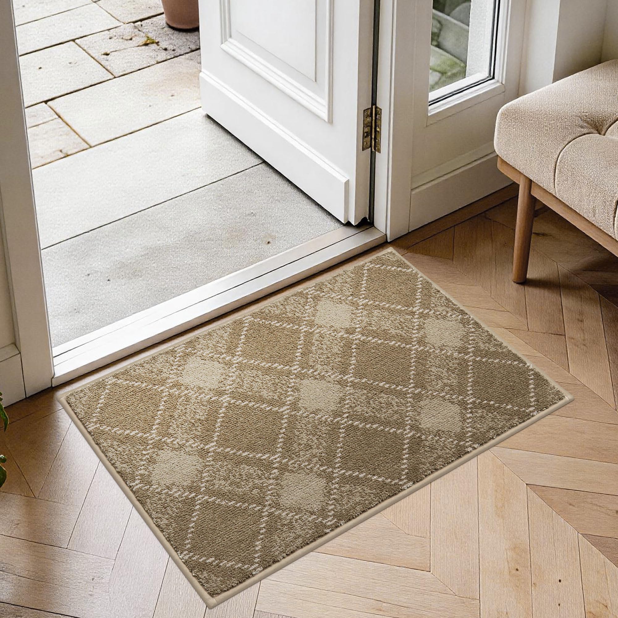 COSY HOMEER Front Door Mat Indoor 50x80 cm, Rolling Package Non-Slip Dirt Trapper Entryway Rugs, Washable Low Profile Welcome Floor Mat, Taupe — image 1