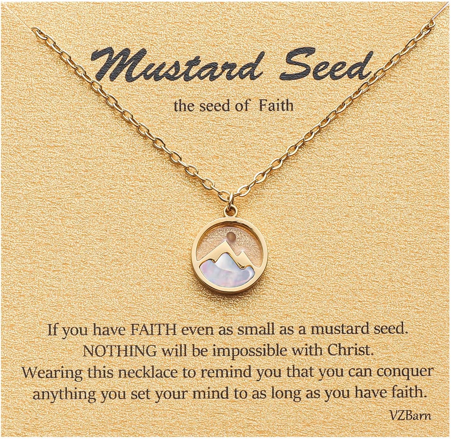 Dainty Gold Plated Stainless Steel Faith Necklace for Women Tiny Move Mountains Charm Choker Christian Jewelry Gift