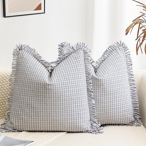 ZWJD Juego de 2 fundas de almohada de granja de 24 x 24 pulgadas, modernas almohadas decorativas para sofá, fundas de almohada cuadradas de algodón