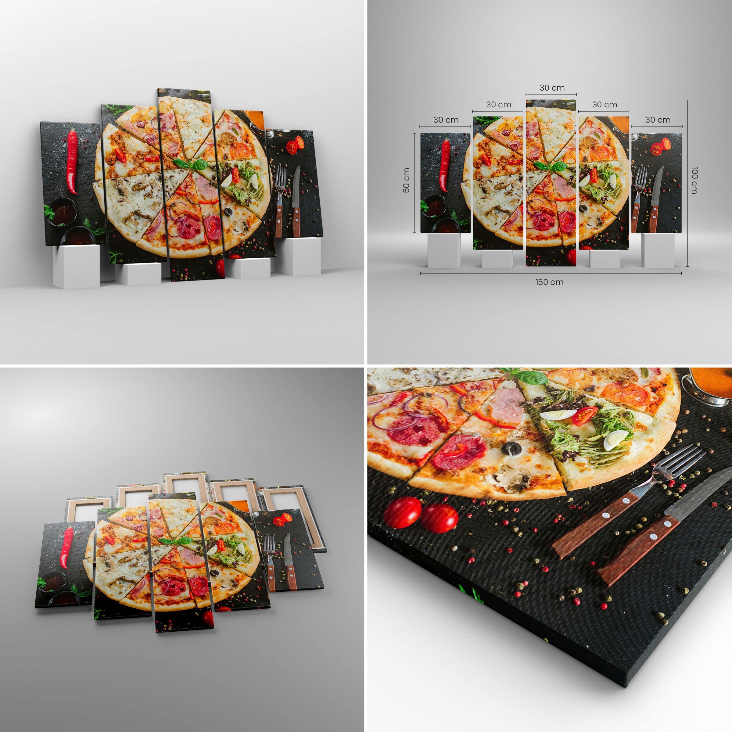 ARTTOR Lienzos Decorativos 100x70cm Cuadro Sobre Lienzo Moderno Pizza Queso Tomate Grande Dormitorio Cocina Cuadros Pared Imágenes Cuadros Decoracion Salon Wall Art Prints Decor Canvas AA100x70-3907