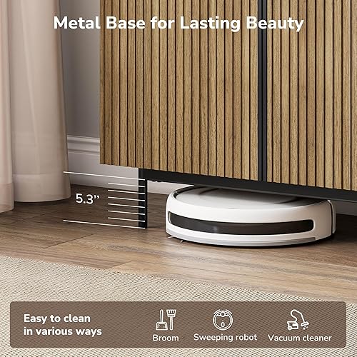 Miniatura 7 de BELLEZE Colemen - Armario de buffet aparador, armario de almacenamiento de 63 pulgadas con puertas decorativas estriadas, mesa consola moderna para