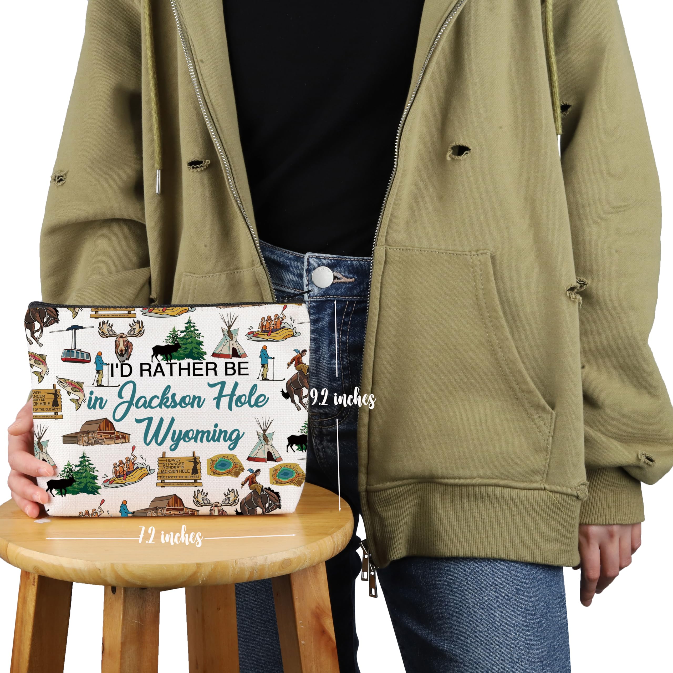 PYOUL Jackson Hole Wyoming Lover Gift I’d Rather Be in Jackson Hole Wyoming Makeup Bag Welcome ToJackson Hole Wyoming Cosmetic Bag (in Jackson Hole Bag) - Image 2