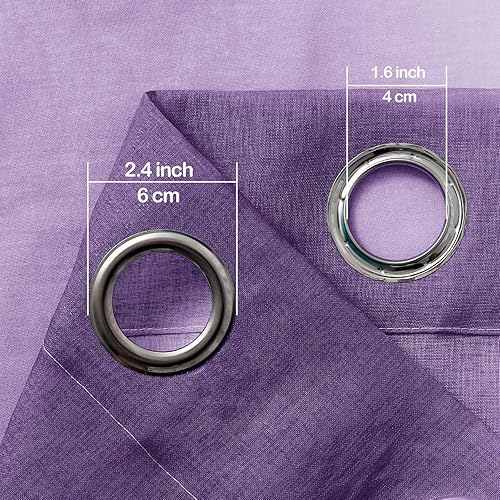 Miniatura 3 de Hiasan Cortinas traslúcidas degradadas para sala de estar, cortinas de gasa de lino sintético con ojales para dormitorio, juego de 2 paneles, 52 x