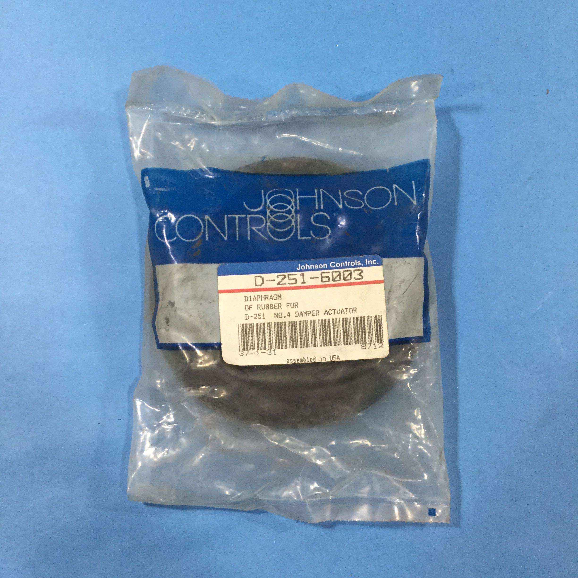 JOHNSON CONTROLS D-251-6003 Diaphragm, #4, 1 PC, HVAC Damper, Pneumatic