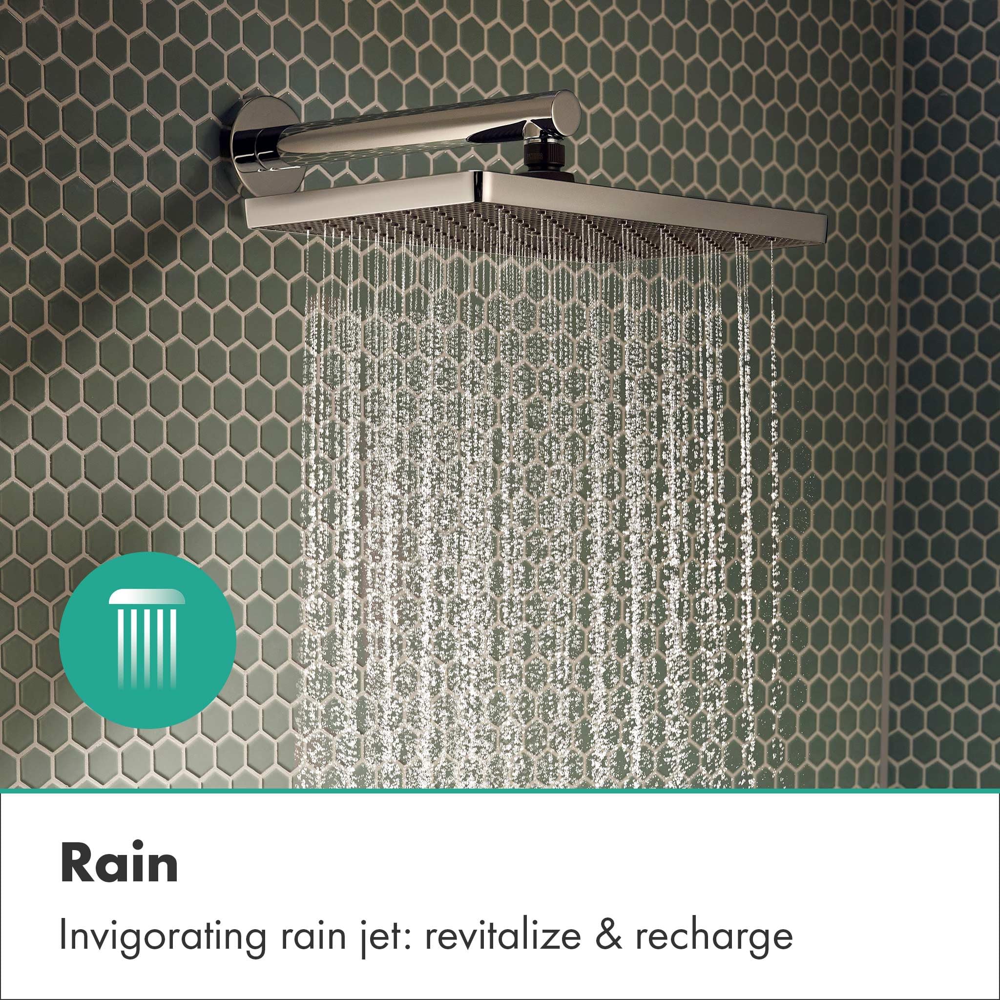 hansgrohe Activera Q - Kopfbrause, Duschbrause (290 x 180 mm), Regendusche mit 1 Strahlart für Wand- oder Deckenmontage, Brausekopf mit Antikalk-Funktion, Chrom, 28737000