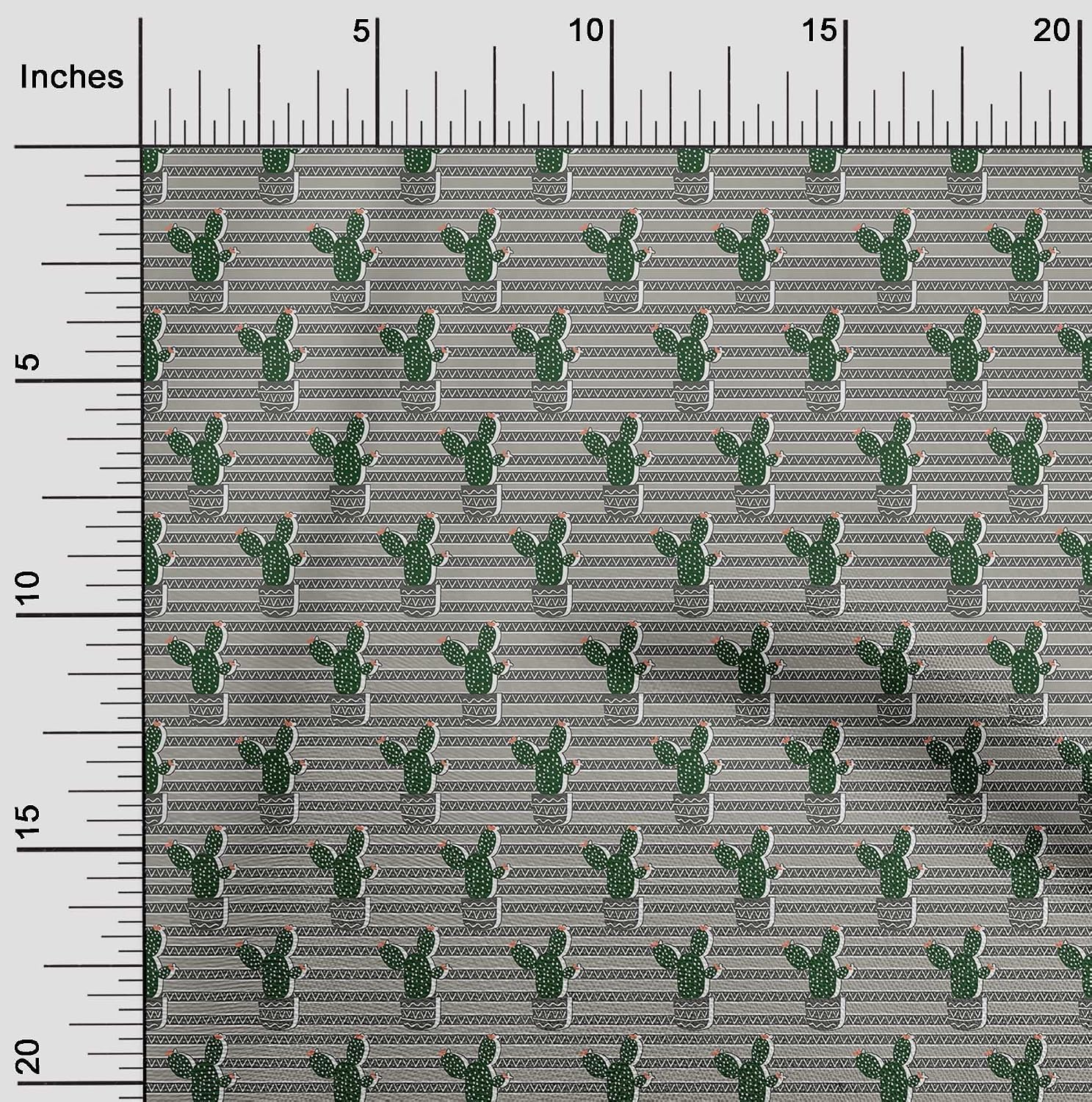 oneOone Viscose Chiffon Green Fabric Cactus Sewing Fabric by The Yard Printed DIY Clothing Sewing Supplies 42 Inch Wide-53