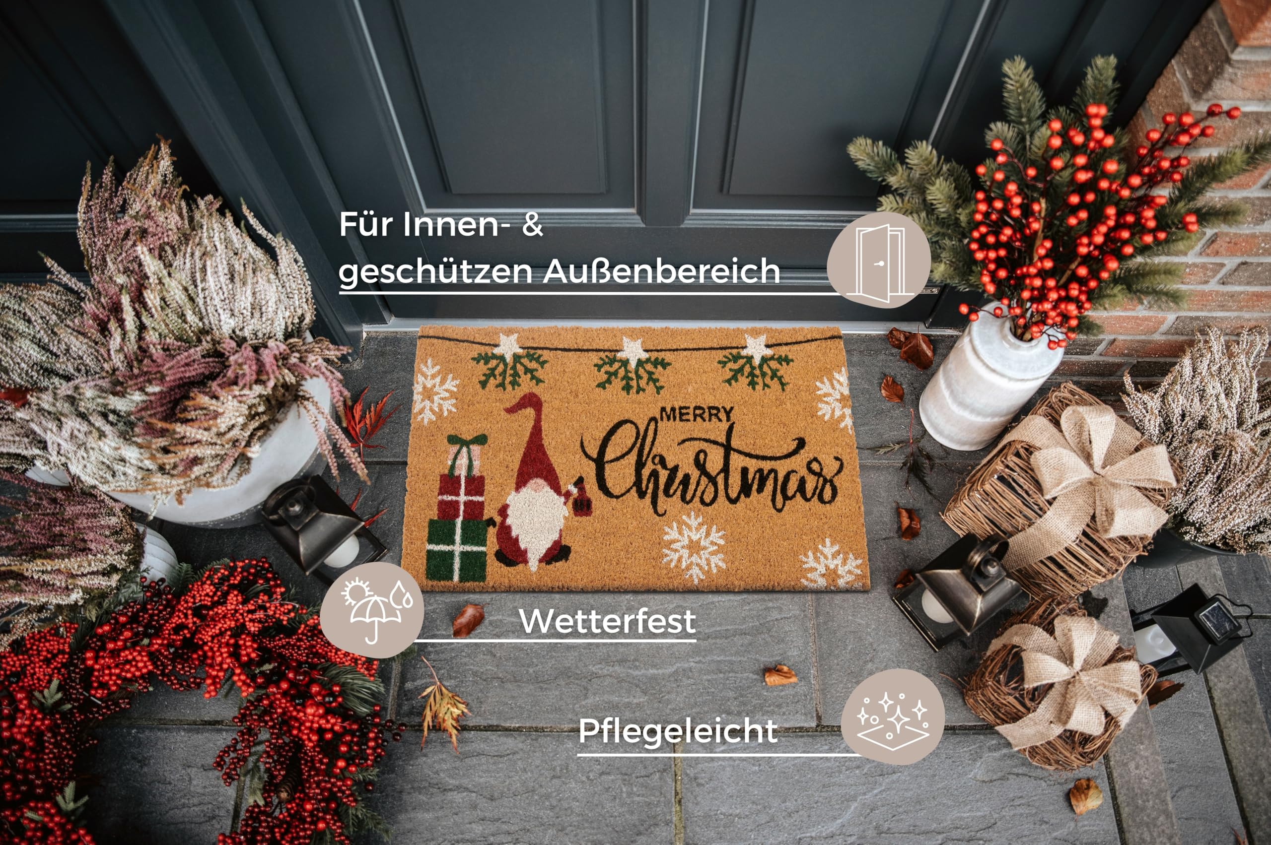 Felpudo De Navidad Con Papá Noel - Alfombra Navideña Antideslizante Para Entrada, Cocina O Salón