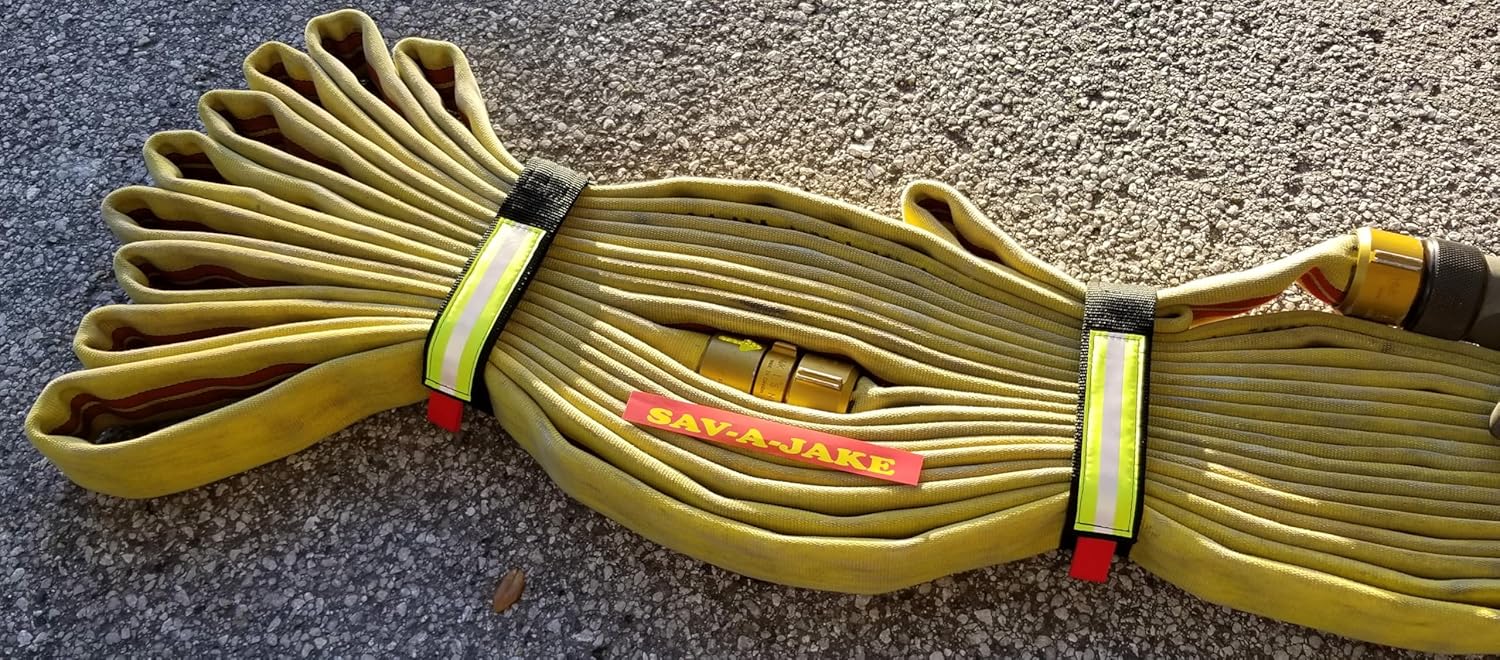 Firefighter Hose Bundle Straps 27" Length Choice of Color and Reflective (Black w/Silver Reflective)