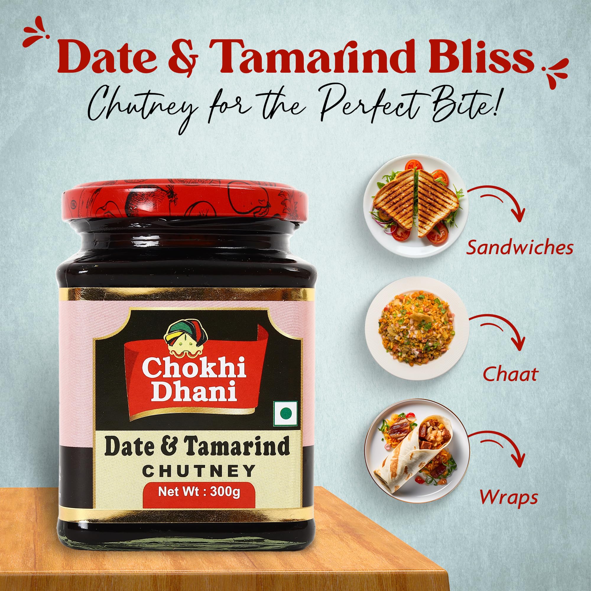 Chokhi Dhani Tamarind Date Chutney 300g Each (Pack of 2) | Authentic Imli Khajoor Ki Khatti Meethi Chutney | Sweet & Tangy Dip for Chaat, Samosa & Snacks | Jain-Friendly | No Preservatives 2