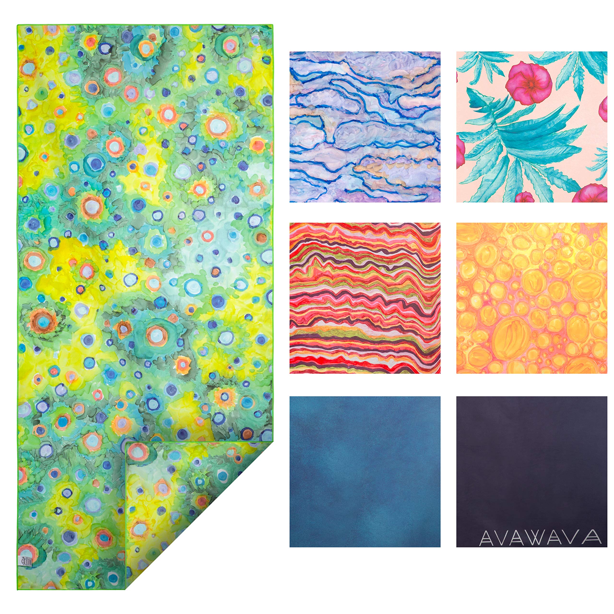 Microfiber Beach Towel for Travel - XL 6 feet 6 inches, Sand Free, Oversized and Packable, Quick Dry Swim Towel- Beautiful Zen Design on Both Sides- 300 GSM