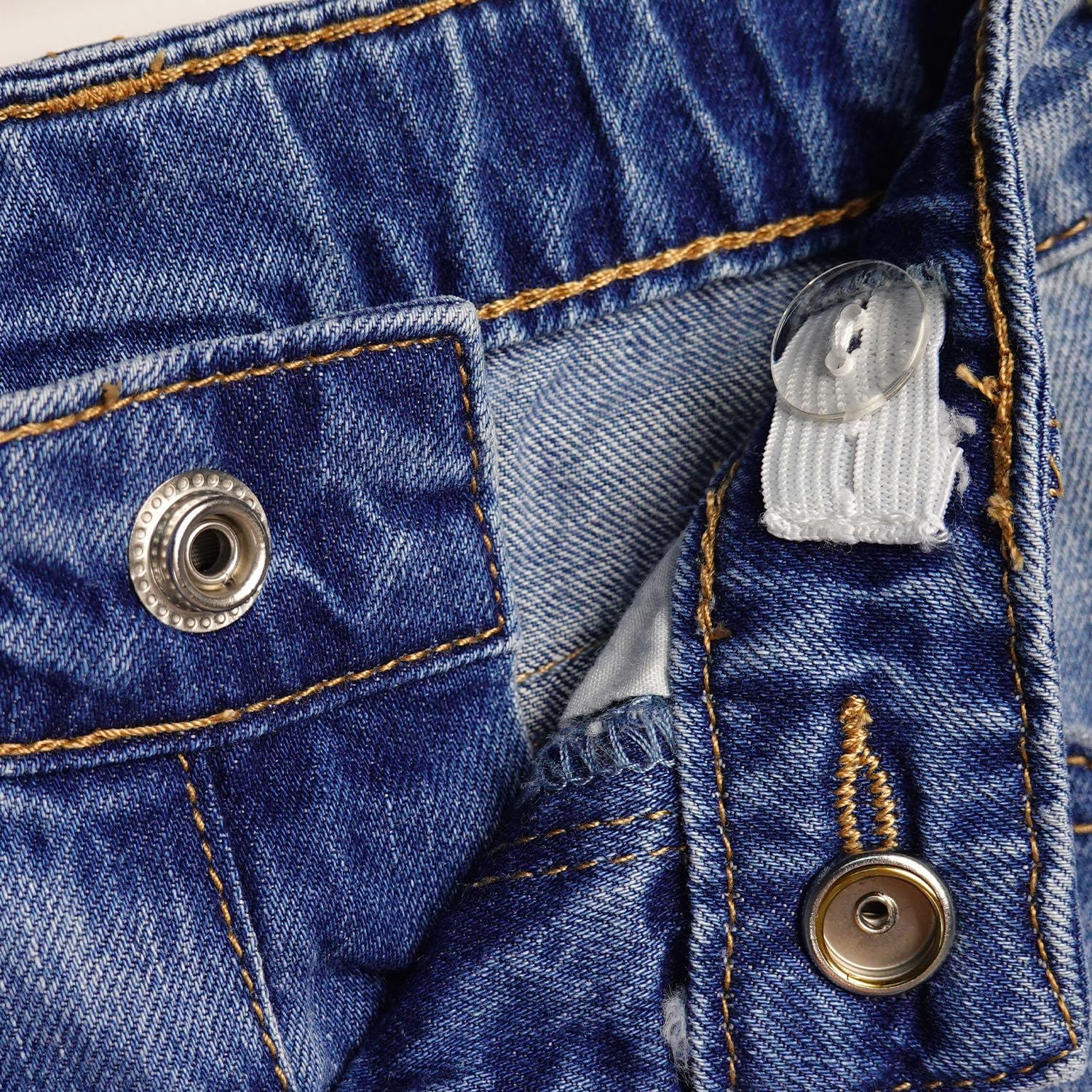 KIDSCOOL SPACE Baby Girl Boy Jeans,Little Kid Elastic Band Inside Ripped Denim Pants - Image 3