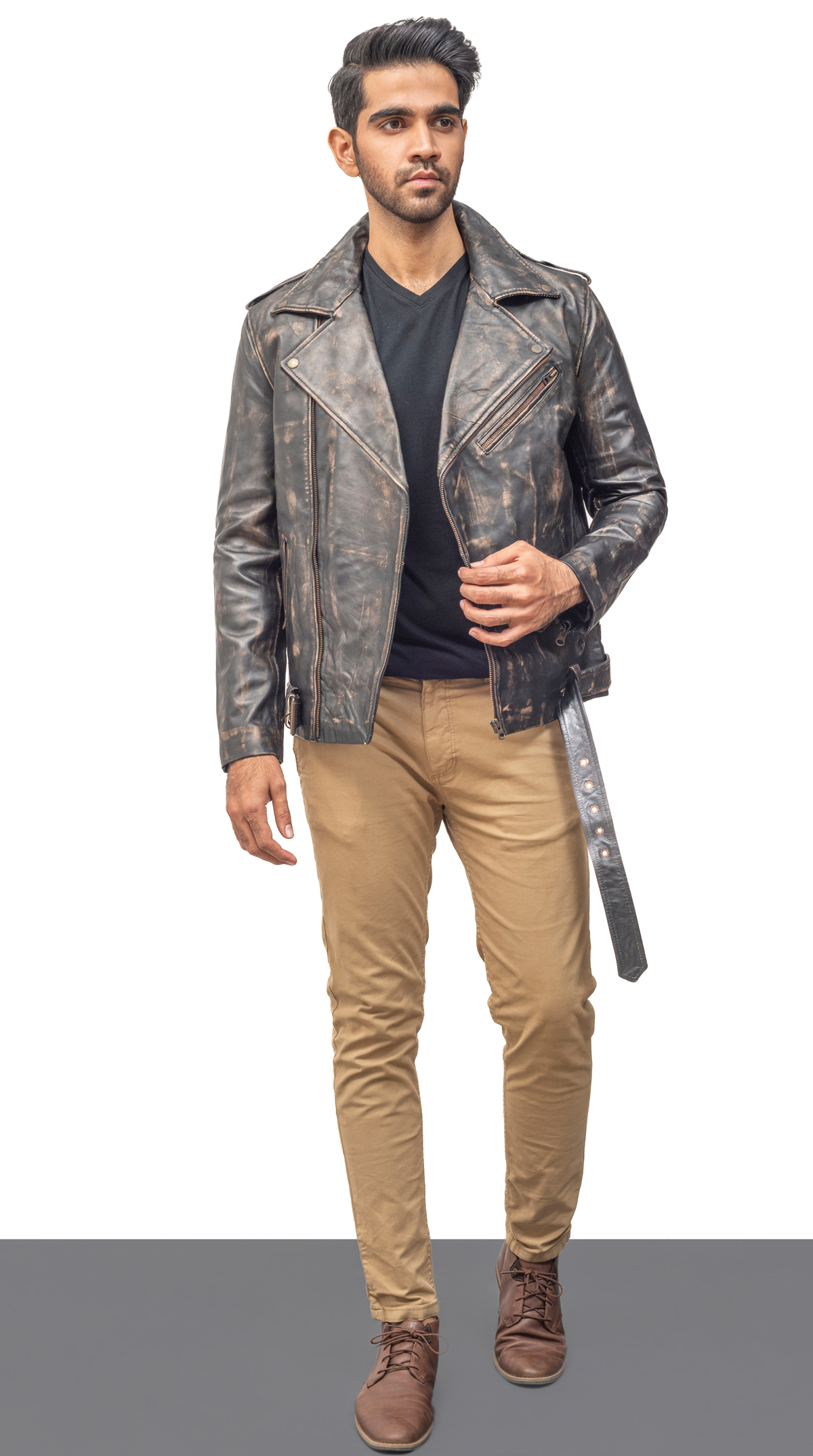 Vintage Racing Jacket - Real Cowhide Distressed Leather Jacket Men