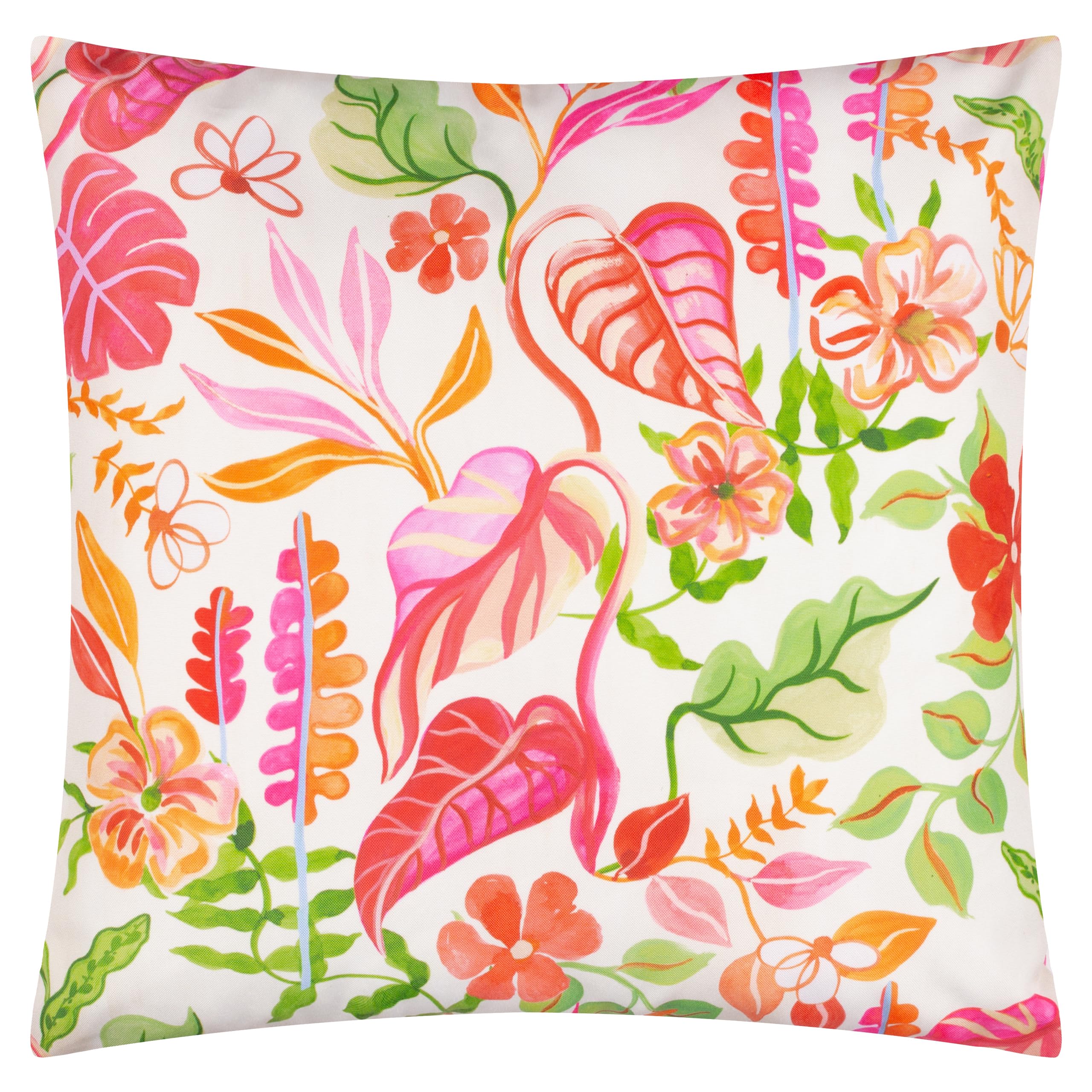 Tropical Bloom Indoor / Outdoor Floral Square Throw Pillow Cover
