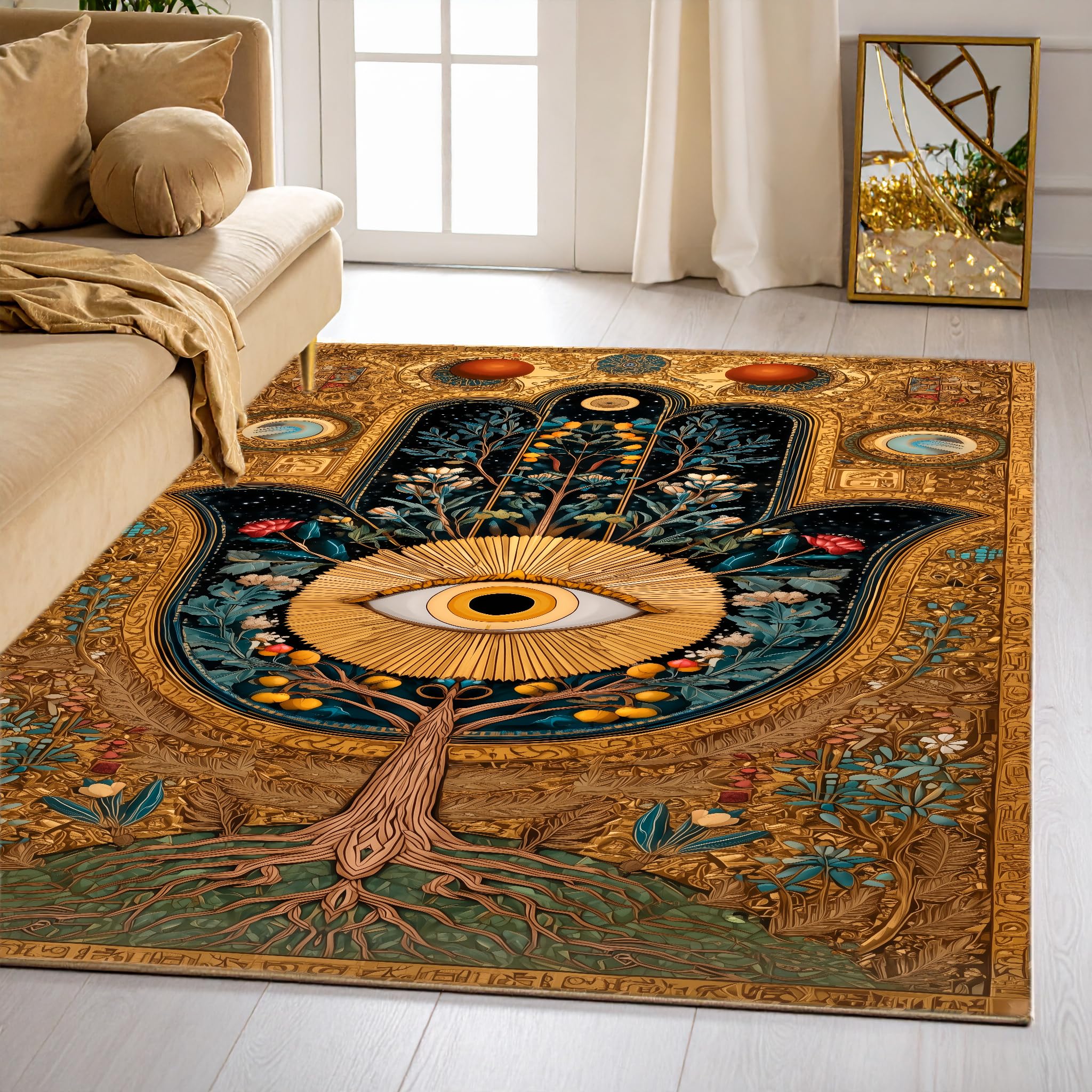 Ishro Home Aurelia Petals Carpet - 4'x6' Floral Rug -9