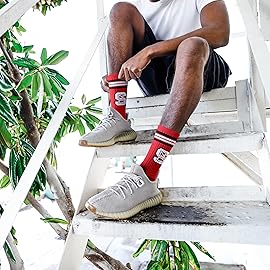 For Bare Feet NCAA NC State Wolfpack 4 Stripe Deuce Crew Sock Team Color LARGE