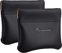 Travelambo Leather Squeeze Coin Purse Pouch Change Holder For Men & Women 2 pcs set
