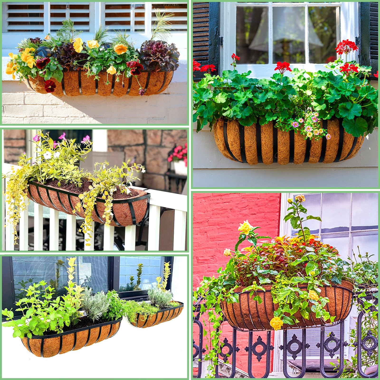 LCHUANG Lot de 4 doublures en fibre de coco 100 % naturelle pour jardinière de 91,4 cm, pour panier suspendu, boîte de fenêtre, paniers de clôture