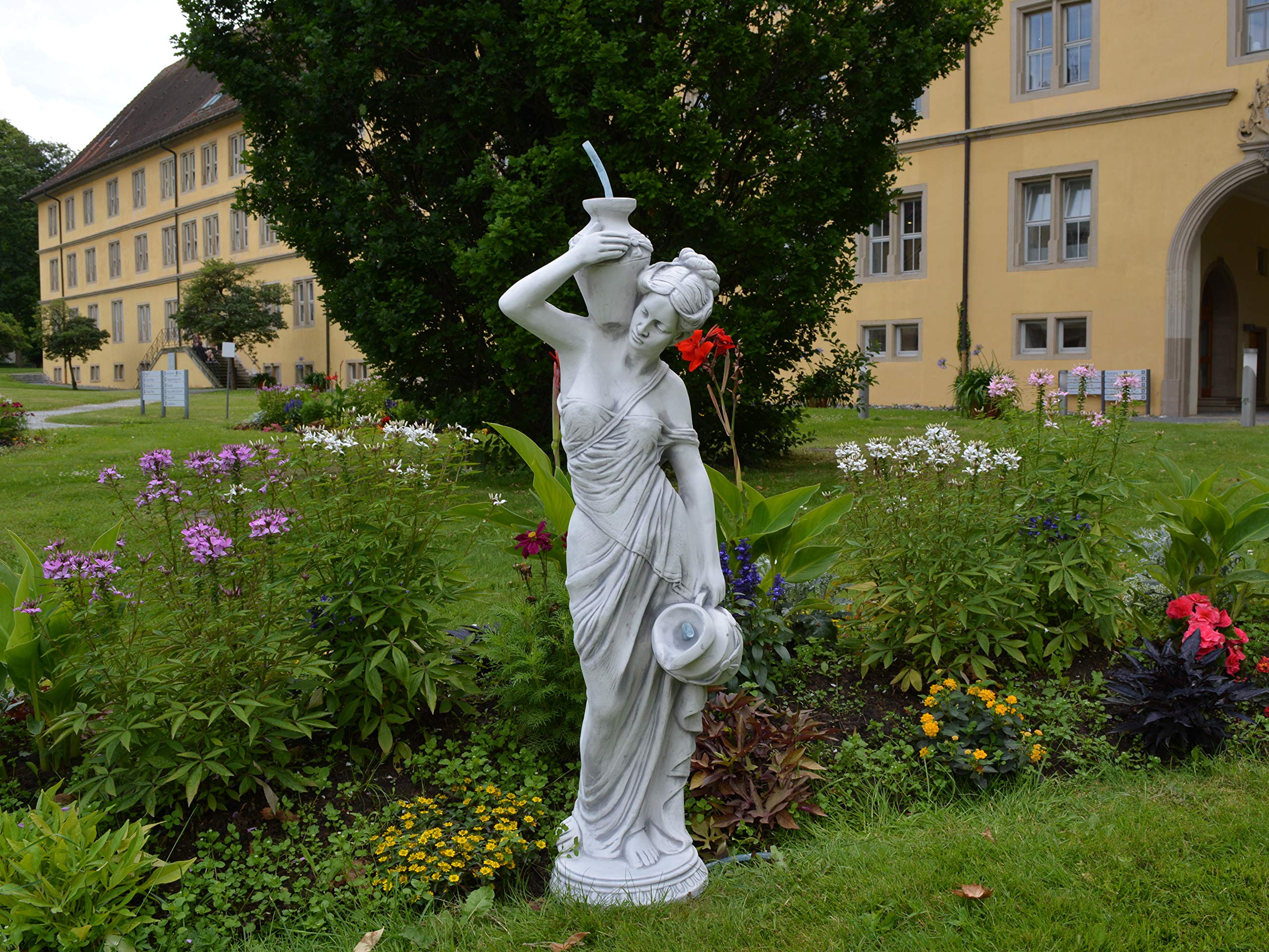 gartendekoparadies.de Statue der Göttermutter Maia, Steinfigur, H. 112 cm, 48 kg, Grau, frostsicher aus Steinguss für Außenbereich